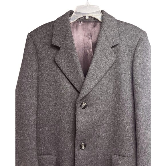 Marshall Fields Charcoal Gray English Wool Vintage Button Up Lined Overcoat 42L - Picture 5 of 12